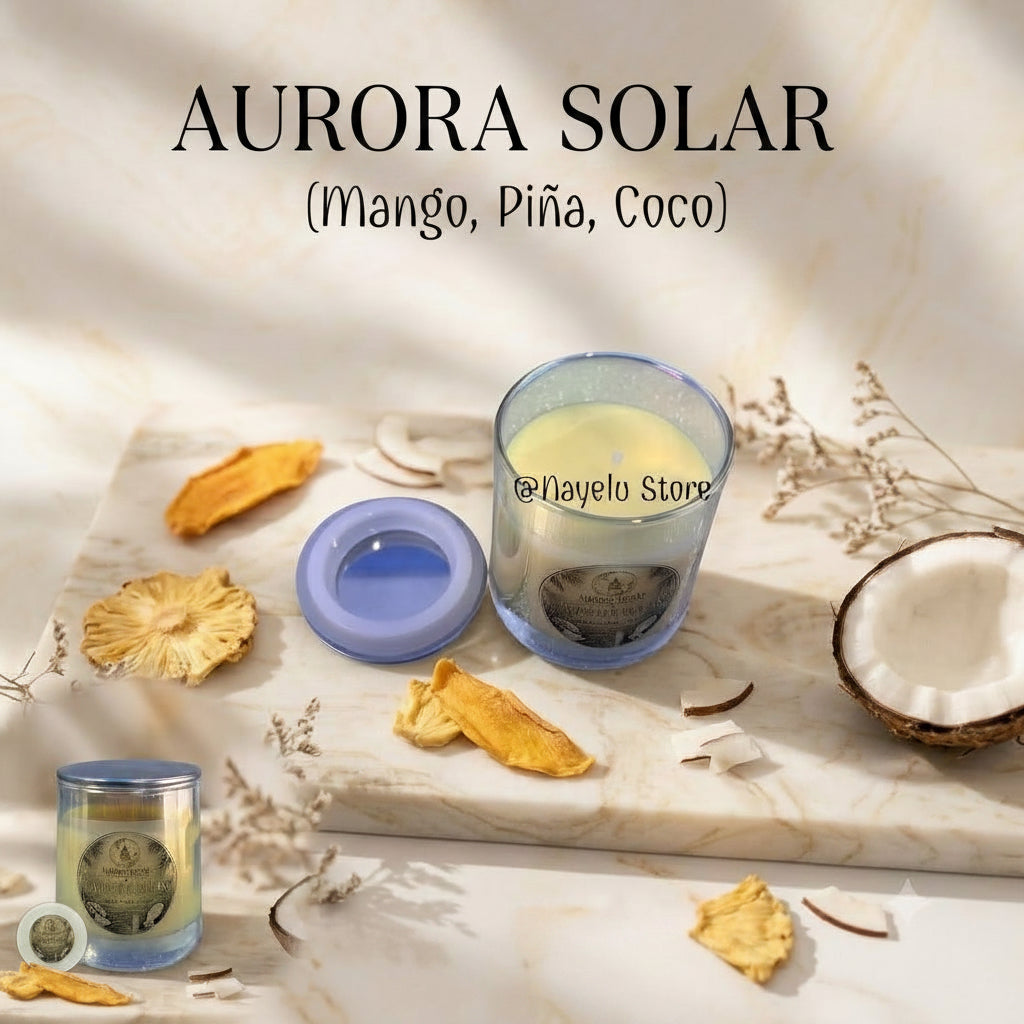Una vela vibrante y tropical que llena tus espacios de alegría, calidez y energía positiva. La exquisita combinación de mango, coco y piña crea un aroma dulce, fresco y luminoso que recuerda a un amanecer frente al mar.

Aurora Solar es perfecta para darle vida a cualquier rincón, creando una atmósfera cálida, alegre y llena de buenas vibras. 🥭🥥🍍☀️